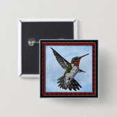 Ruby Throated Hummingbird Button (Vorne & Hinten)