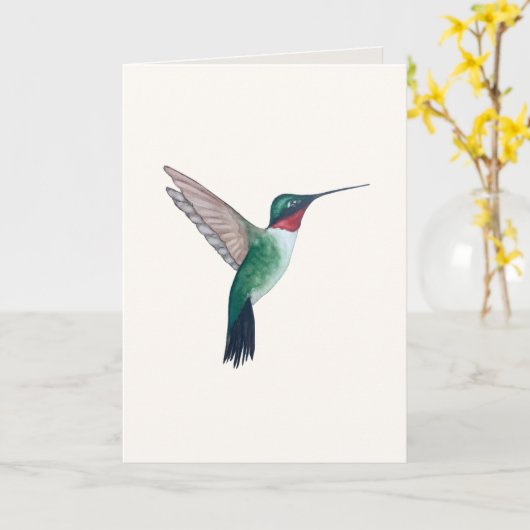 Ruby-throated Hummingbird Card Karte (Gelbe Blume)