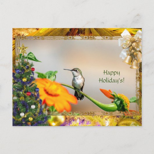 Ruby-throated hummingbird Christmas Card Feiertagspostkarte (Vorderseite)
