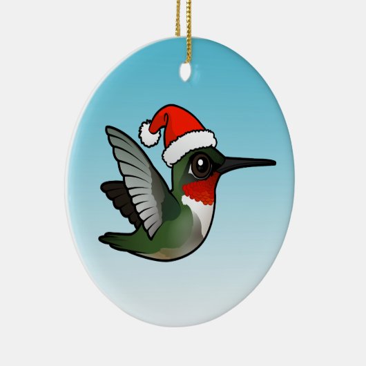 Ruby-throated Hummingbird Christmas Keramik Ornament (Rechts)