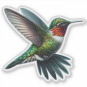 Ruby-Throated Hummingbird Custom-Cut Vinyl Aufkleber (Vorderseite)