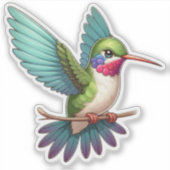 Ruby-Throated Hummingbird Custom-Cut Vinyl Aufkleber (Vorderseite)
