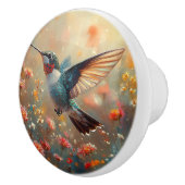 Ruby-Throated Hummingbird Floral Keramikknauf (Rechts)