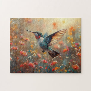 Ruby-Throated Hummingbird Floral Puzzle