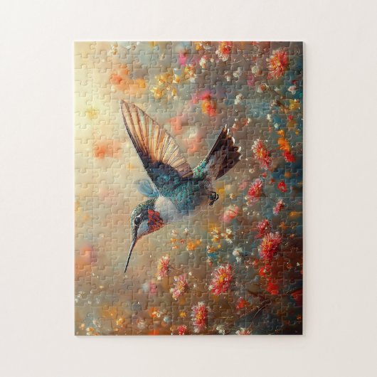 Ruby-Throated Hummingbird Floral Puzzle (Vertikal)