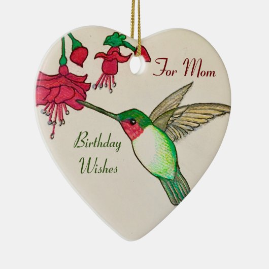 Ruby Throated Hummingbird For Mom Birthday Wishes Keramik Ornament (Rechts)
