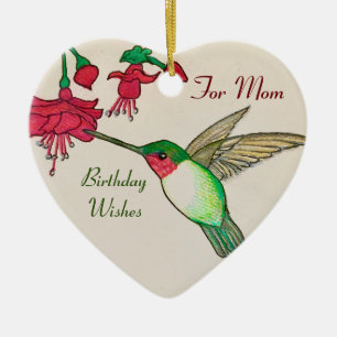 Ruby Throated Hummingbird für Mama Geburtstagswü Keramik Ornament