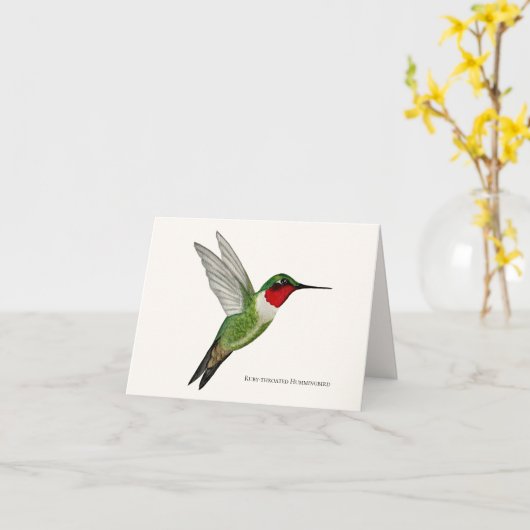 Ruby-throated Hummingbird Greeting Card Karte (Gelbe Blume)