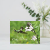Ruby Throated Hummingbird Happy Birthday Postcard Postkarte (Stehend Vorderseite)