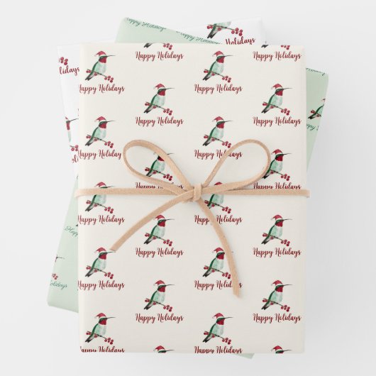 Ruby-throated Hummingbird Holidays Geschenkpapier Set (Beispiel)