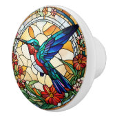 Ruby Throated Hummingbird Imitate gestettetes Glas Keramikknauf (Rechts)