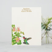 Ruby Throated Hummingbird in Columbinen Briefkopf (Stehend Vorderseite)