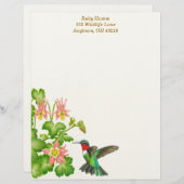 Ruby Throated Hummingbird in Columbinen Briefkopf (Vorne/Hinten)