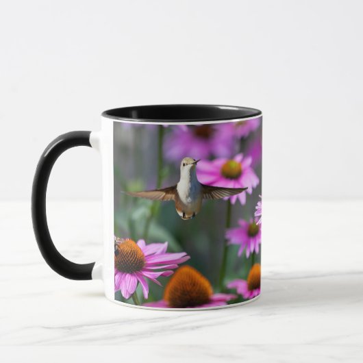 Ruby-Throated Hummingbird "in Coneflowers" Tasse (Links)