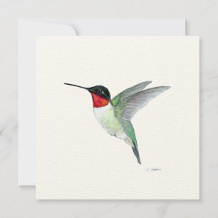 Ruby-throated Hummingbird in Flight Dankeskarte