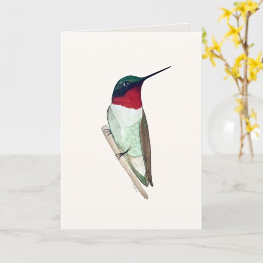 Ruby-throated Hummingbird-Karte Karte (Gelbe Blume)