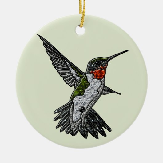 Ruby Throated Hummingbird Keramik Ornament (Vorne)