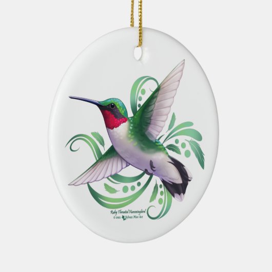 Ruby Throated Hummingbird Keramik Ornament (Rechts)