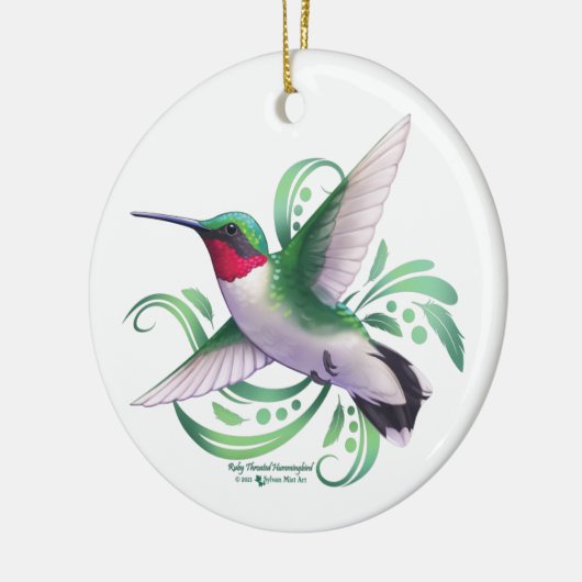 Ruby Throated Hummingbird Keramik Ornament (Links)