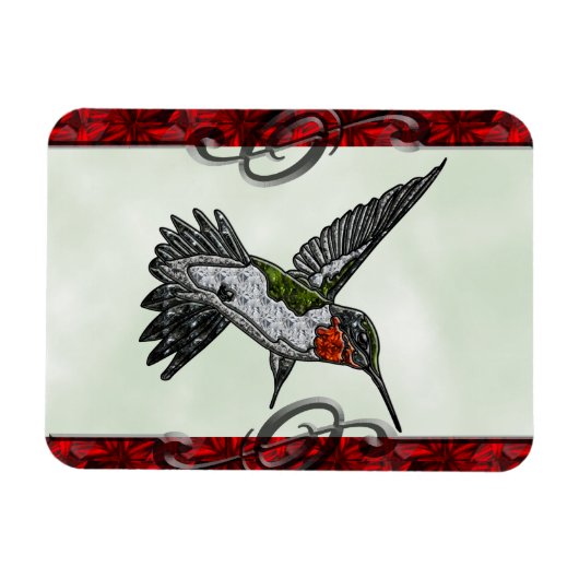 Ruby Throated Hummingbird Magnet (Horizontal)