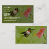 Ruby-throated Hummingbird (männlich) mit Petunia P Visitenkarte (Vorne/Hinten)