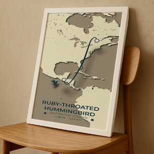 Ruby-throated Hummingbird Migration Map - Minimali Poster