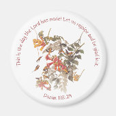 Ruby Throated Hummingbird mit Psalm 118:24 Magnet (Vorne)
