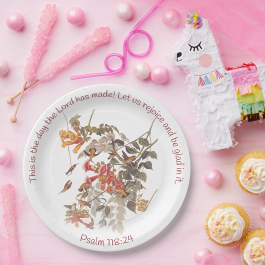 Ruby Throated Hummingbird mit Psalm 118:24 Pappteller (Party)