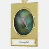 Ruby-throated Hummingbird - Original Foto Banner-Ornament Gold (Links)