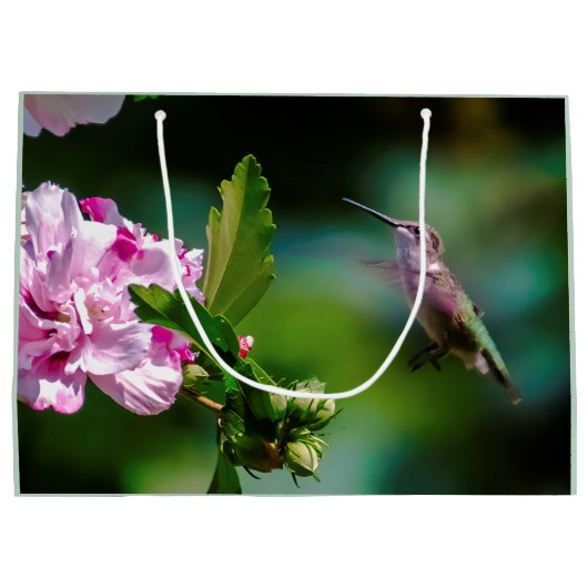 Ruby-throated Hummingbird - Original Foto Große Geschenktüte (Rückseite)