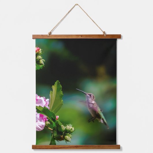 Ruby-throated Hummingbird - Original Foto Wandteppich Mit Holzrahmen (Vorderseite)