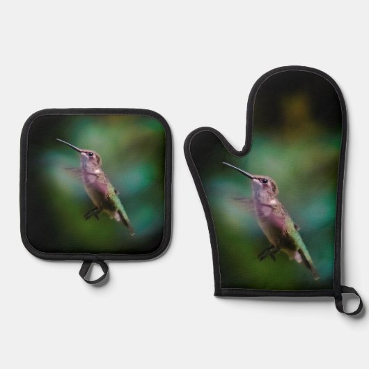 Ruby-throated Hummingbird Original Fotograf Ofenhandschuh & Topflappen-Set (Vorderseite)