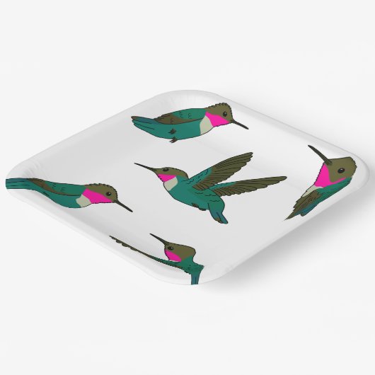 Ruby Throated Hummingbird Pappteller (Gewinkelt)