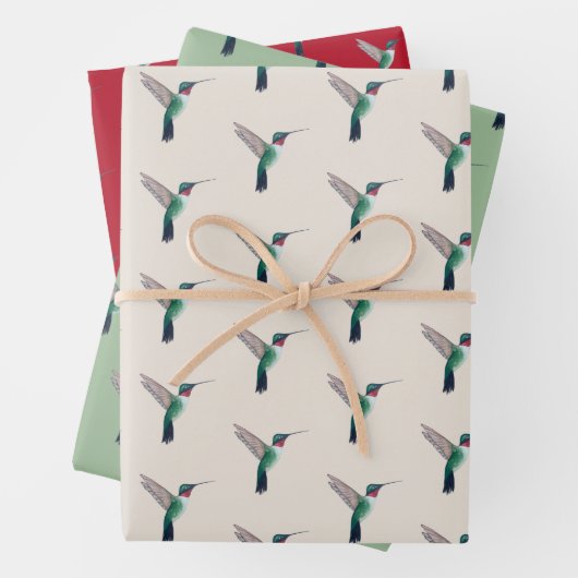 Ruby-throated Hummingbird Pattern Geschenkpapier Set (Beispiel)