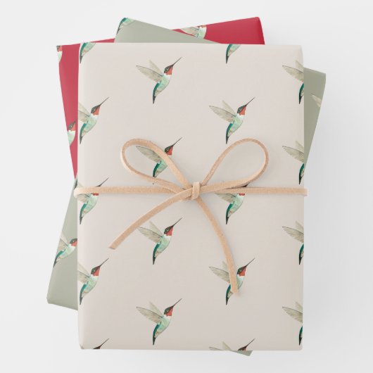 Ruby-throated Hummingbird Pattern Geschenkpapier Set (Beispiel)