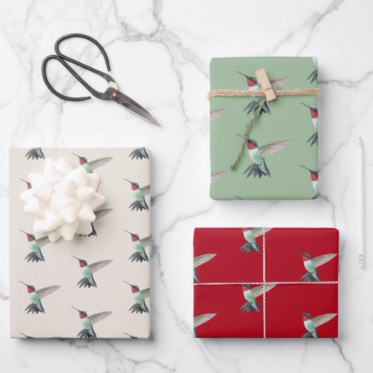 Ruby-throated Hummingbird Pattern Geschenkpapier Set (Vorderseite)