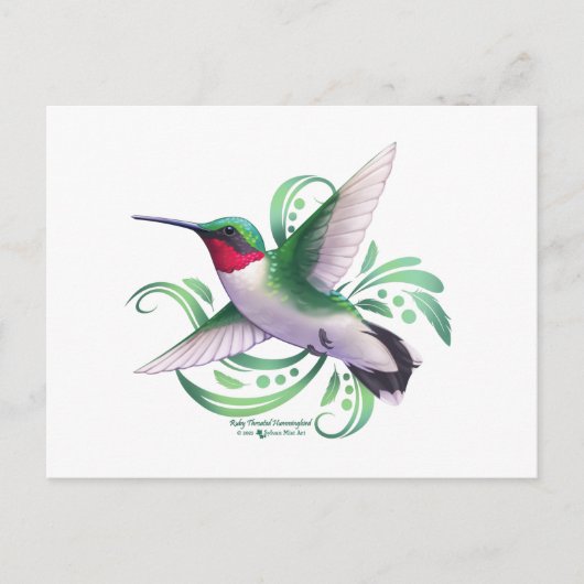 Ruby Throated Hummingbird Postkarte (Vorderseite)