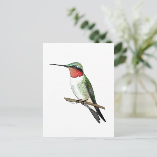 Ruby-throated Hummingbird Postkarte (Stehend Vorderseite)