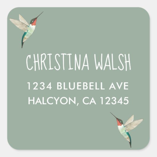 Ruby-throated Hummingbird Quadratischer Aufkleber (Vorderseite)