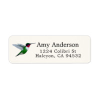 Ruby-throated Hummingbird Return Address Label