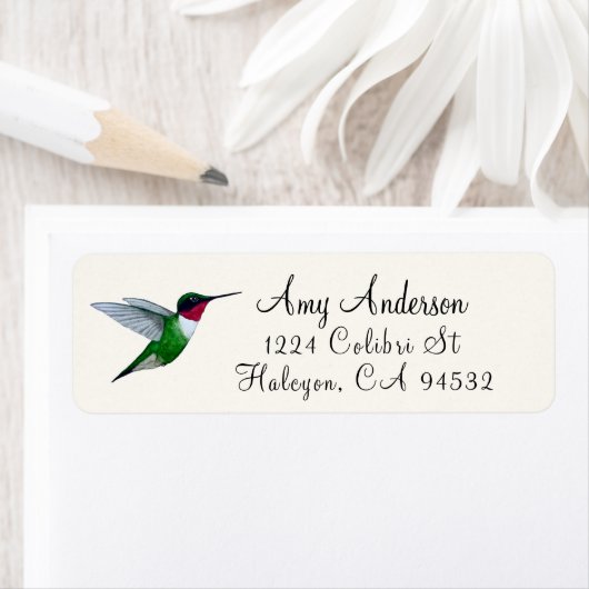Ruby-throated Hummingbird Return Address Label (Insitu)