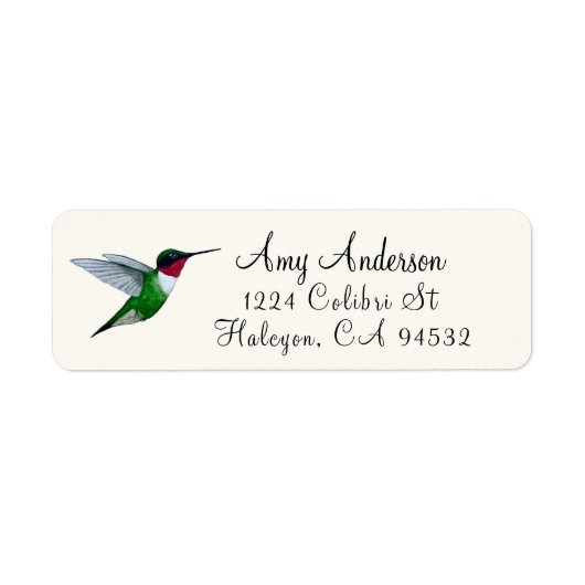 Ruby-throated Hummingbird Return Address Label (Vorne)