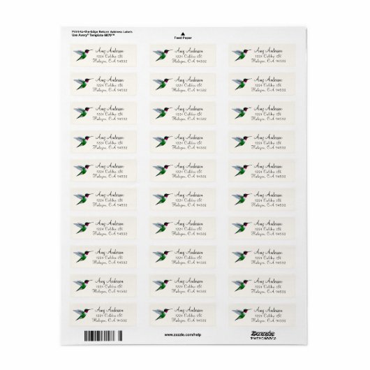 Ruby-throated Hummingbird Return Address Label (Vorne)