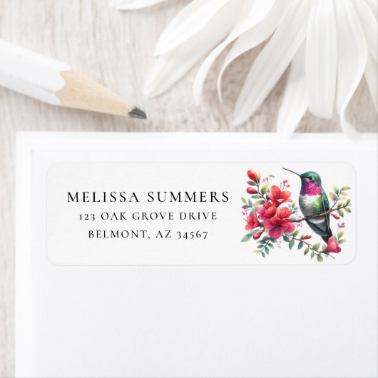 Ruby-Throated Hummingbird Return Address Label (Insitu)