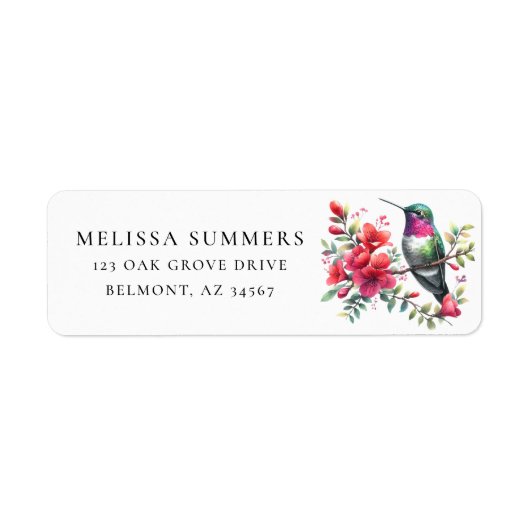 Ruby-Throated Hummingbird Return Address Label (Vorne)