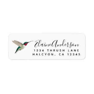 Ruby-throated Hummingbird return address label