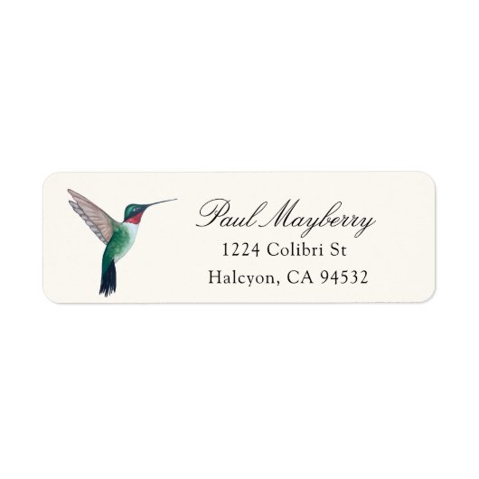 Ruby-throated Hummingbird Return Address Label (Vorne)