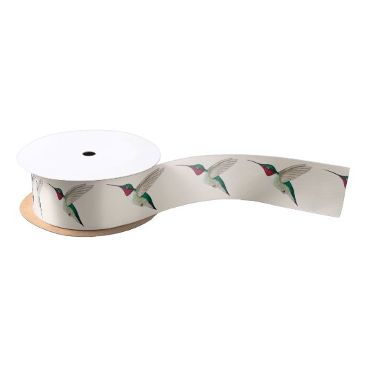 Ruby-throated Hummingbird Satin Ribbon Satinband (Spule)