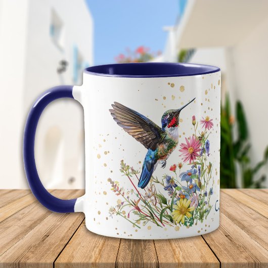 Ruby Throated Hummingbird Spring Flowers Tasse