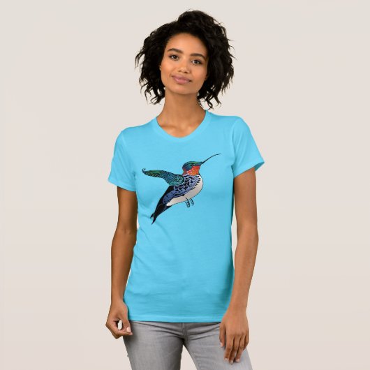 Ruby Throated Hummingbird Tattoo Style Art T-Shirt (Vorne ganz)